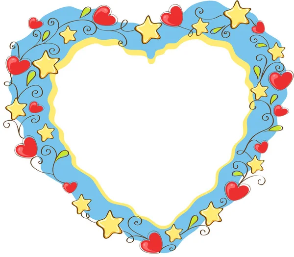 Lindo Marco Dibujos Animados Con Corazón Estrellas Ilustración de stock