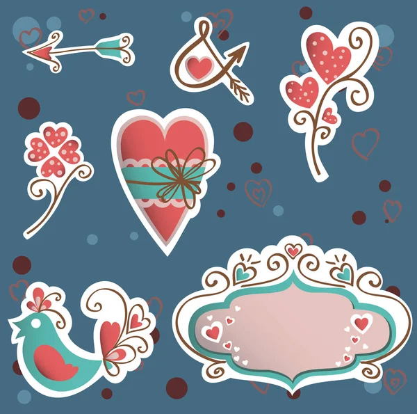 Vector Icono San Valentín Conjunto Sobre Fondo Abstracto — Vector de stock