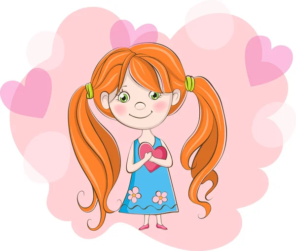 Cute Girl Heart Valentine Day Background Векторная Графика