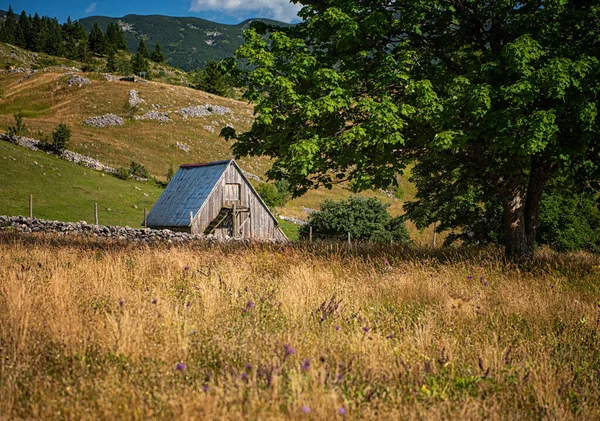 Mooi Dorp Met Houten Huizen Bergen Van Montenegro — Stockfoto