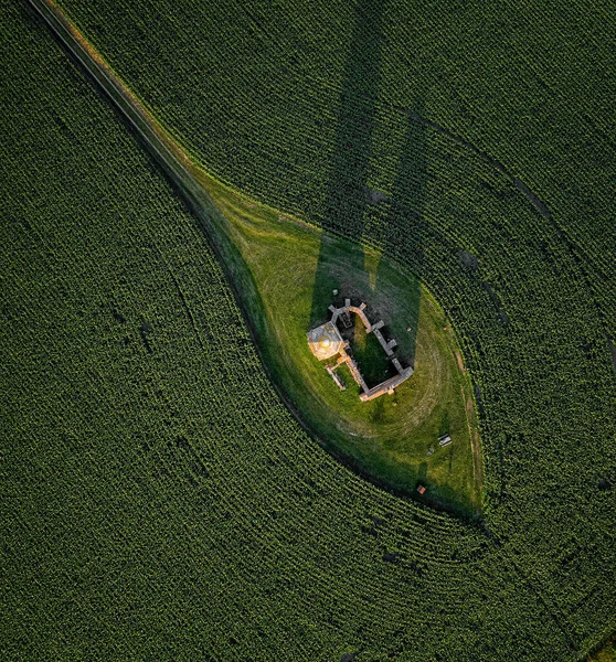 Ruinentempel Somogyvamos Ungarn Drohnenaufnahme — Stockfoto