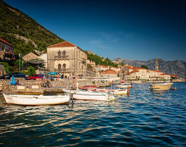 Perast Montenegro August 2019 Kilátás Perast Óvárosára Montenegróra — Stock Fotó