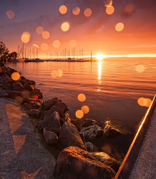 Влітку Над Озером Балатон Угорщина Заграва Сонця — стокове фото