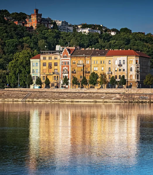 Nice Houses River Danube Budapest Hungary — Stock Photo, Image