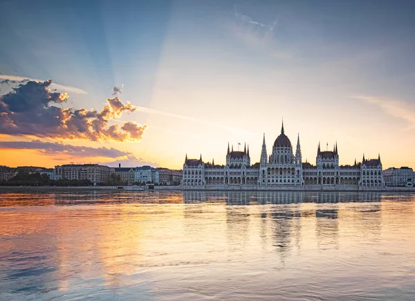 Parlement Hongrois Dans Coucher Soleil Fantastique Budapest Hongrie — Photo