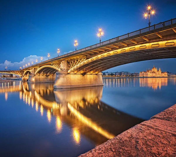 Margaret Bridge Budapest Night — Stock Photo, Image