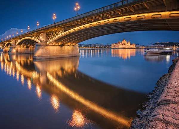 Margaret Bridge Budapest Night — Stock Photo, Image