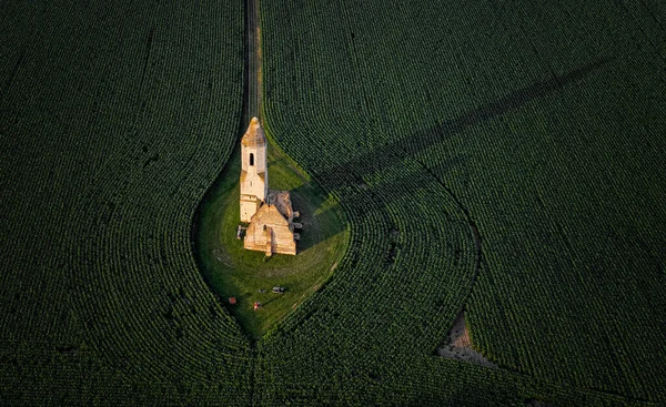 Ruinentempel Somogyvamos Ungarn Drohnenaufnahme — Stockfoto