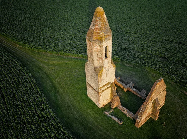 Ruintemple Somogyvamos Hungary Aerial Drone View — Stock Photo, Image