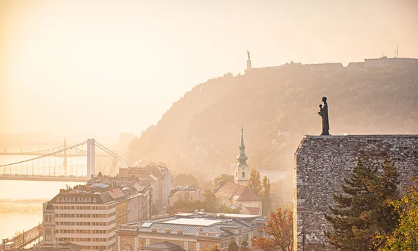 Vista Sobre Budapeste Pôr Sol Outono — Fotografia de Stock