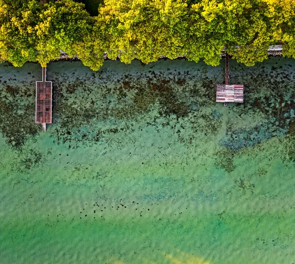 Vista Aerea Sul Molo Sul Lago Balaton — Foto Stock