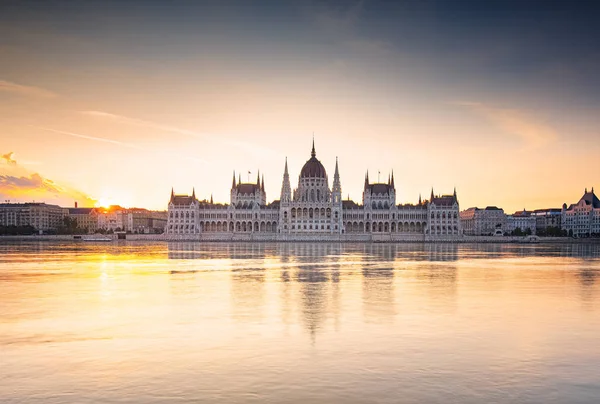 Merveilleux Coucher Soleil Sur Parlement Hongrois Budapest Hongrie — Photo