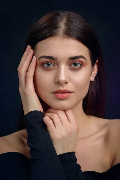 Beauty Porträtt Ung Kvinna Studion — Stockfoto