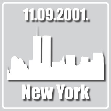 New York İkiz Kulesi 'nin beyaz silüetine sahip gri simge