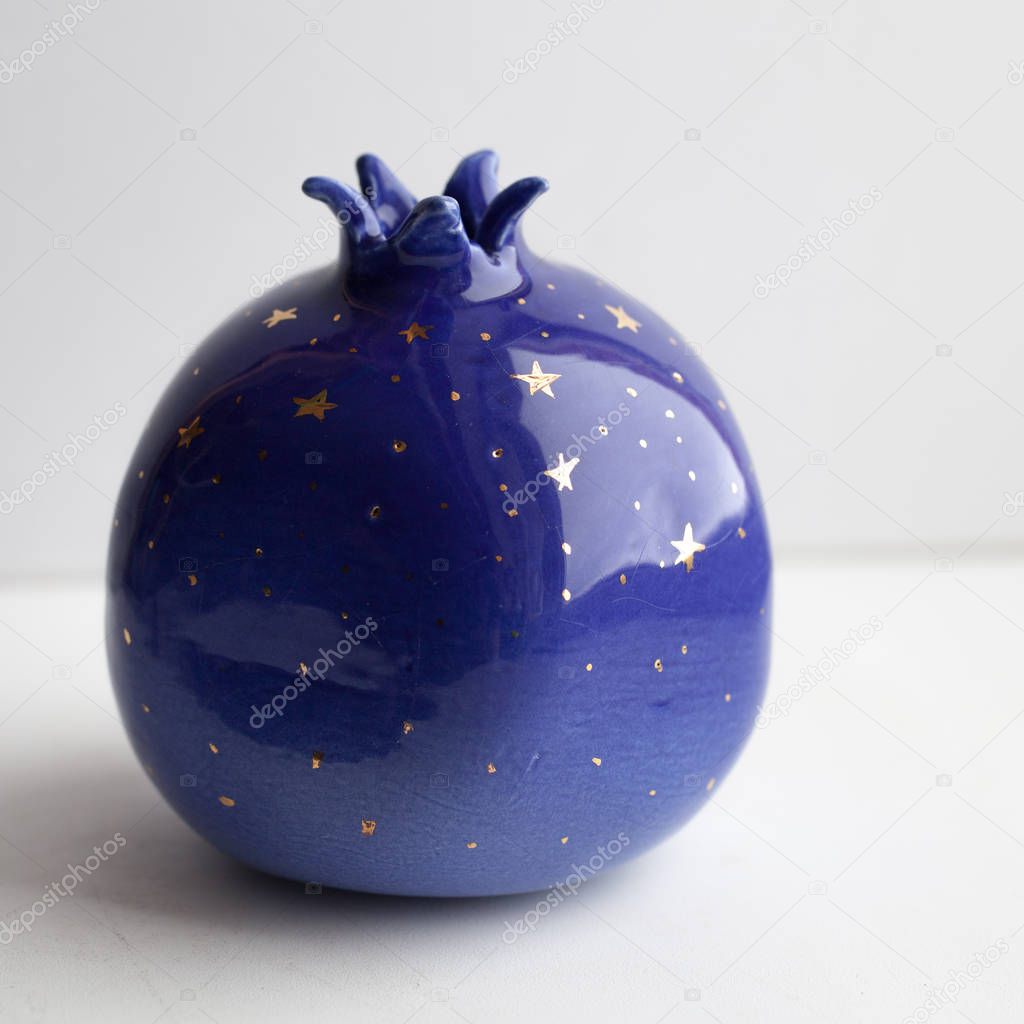 blue garnet on a white background with stars