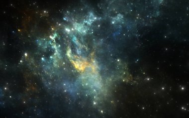 Nebula ve yıldızlı arkaplan, 3d illüstrasyon