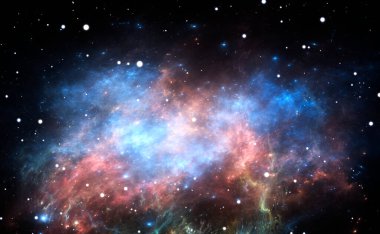 Nebula ve yıldızlı arkaplan, 3d illüstrasyon