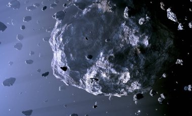 Göktaşı kuşağı. Mars ve Jüpiter 'in yörüngeleri arasında yer alan 3D görüntüleme