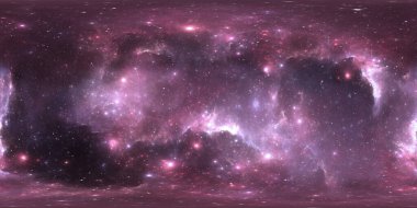 360 Equirectangular projection. Space background with nebula and stars. Panorama, environment map. HDRI spherical panorama. 3d illustration clipart