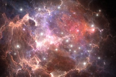 Nebula ve yıldızlı arkaplan, 3d illüstrasyon