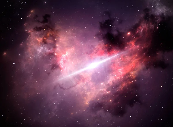 星云中的脉冲星或中子星 3D插图 — 图库照片