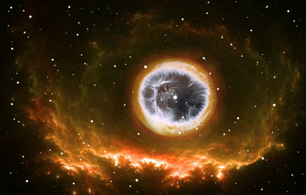 Nebulanın Merkezindeki Parlak Yıldız Illüstrasyon — Stok fotoğraf