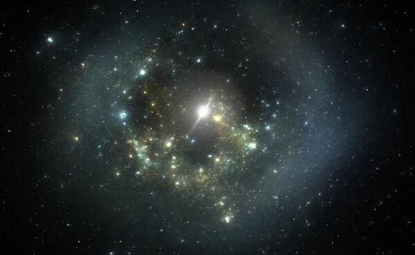 Planetary nebula and white dwarf, 3D illustration