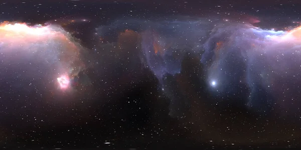 360 Equidikdörtgen Projeksiyon Nebula Yıldızlarla Dolu Bir Arka Plan Panorama — Stok fotoğraf