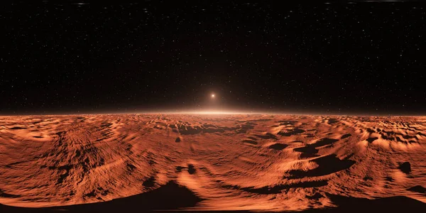 360火星のパノラマのような系外惑星の日没 環境地図 等角投影 球面パノラマ 3Dイラスト — ストック写真