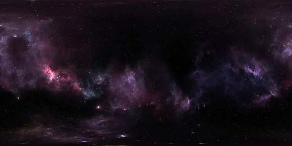 Fondo Espacial Con Nebulosa Púrpura Estrellas Panorama Entorno 360 Mapa — Foto de Stock