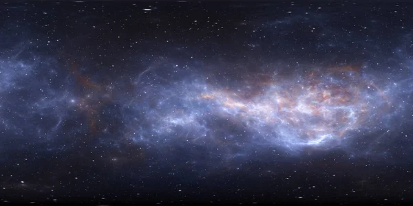 360 Projection Équirectangulaire Fond Spatial Avec Nébuleuse Étoiles Panorama Carte — Photo