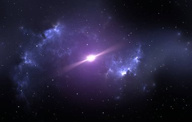 Pulsar or neutron star in the nebula. 3D illustration clipart