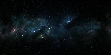 360 degree space nebula panorama, equirectangular projection, environment map. HDRI spherical panorama. Space background with nebula and stars. 3d illustration clipart