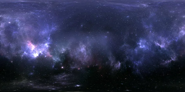 360 Proiezione Rettangolare Sfondo Spaziale Con Nebulosa Stelle Panorama Mappa — Foto Stock