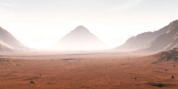 Stof Verduisterde Martiaanse Landschap Illustratie — Stockfoto