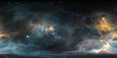 Space background with nebula and stars. Panorama, environment 360 HDRI map. Equirectangular projection, spherical panorama. 3d illustration clipart