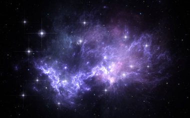 Nebula ve yıldızlı arkaplan, 3d illüstrasyon