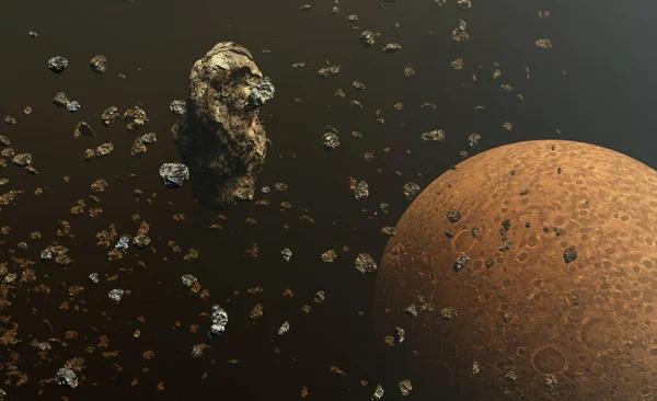 Campo Asteroides Meteoritos Espacio Exterior Formación Planetas Ilustración — Foto de Stock