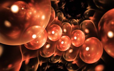 Sentetik hücre arkaplanı, 3 boyutlu illüstrasyon