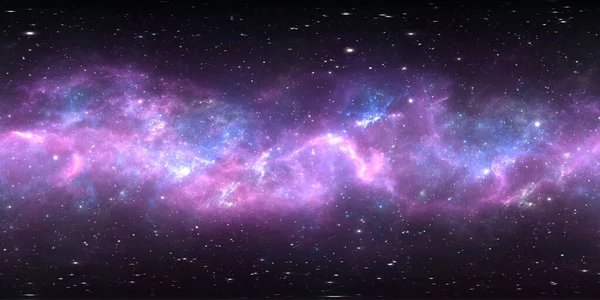 有恒星的太空星云 虚拟现实环境360 Hdri地图 宇宙等长方形投影 球面全景 3D说明 — 图库照片