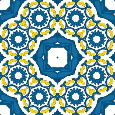 Portekiz fayansları gibi geleneksel tarzda kusursuz desenli çizimler.