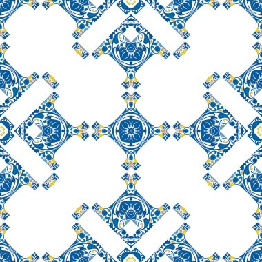 Portekiz fayansları gibi geleneksel tarzda kusursuz desenli çizimler.