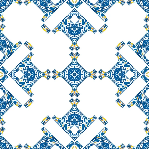 Ilustração Padrão Sem Costura Estilo Tradicional Como Azulejo Português — Vetor de Stock