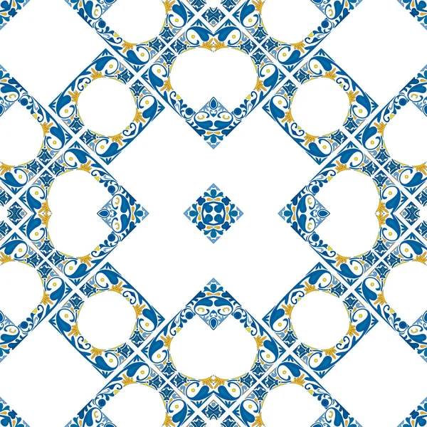 传统风格的无缝图案图解 如葡萄牙瓷砖 — 图库矢量图片