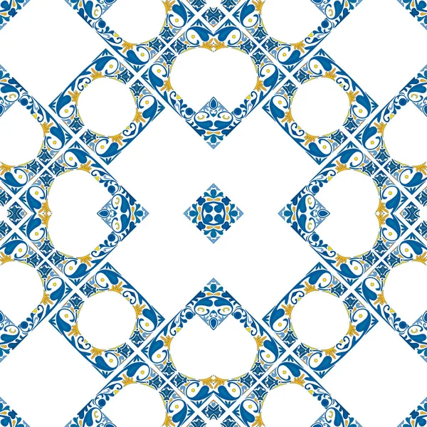 Illustration Motifs Sans Couture Dans Style Traditionnel Comme Tuile Portugaise — Image vectorielle