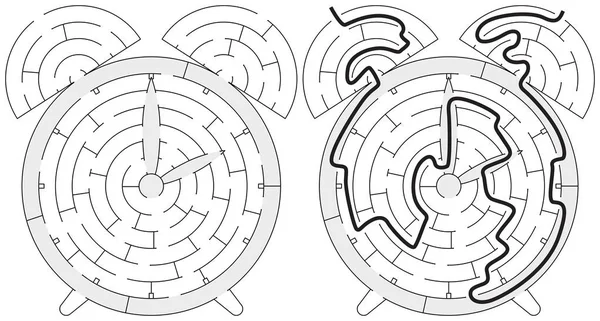 Labirin Jam Mudah Untuk Anak Anak Yang Lebih Muda Dengan - Stok Vektor