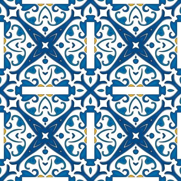 Seamless Pattern Illustration Traditional Style Portuguese Tile — Stock Vector