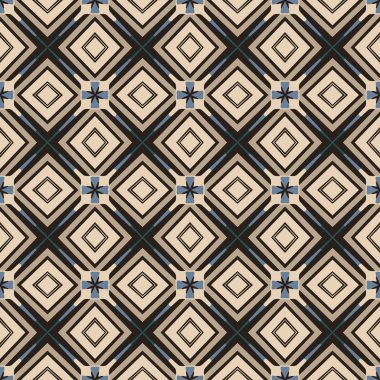 Soyut öğeler bej, mavi, gri ve siyah Dikişsiz resimli desen yapılmış