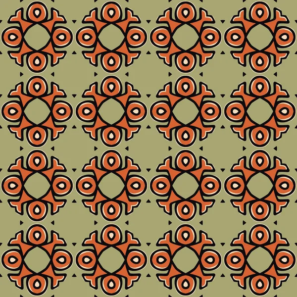 Motif Illustré Sans Couture Composé Éléments Abstraits Beige Orange Vert — Image vectorielle