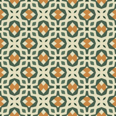 Soyut öğeler bej, turuncu ve yeşil yapılmış sorunsuz resimli desen
